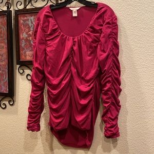 Sundance LS bordeaux wine hi-lo multi-ruched top